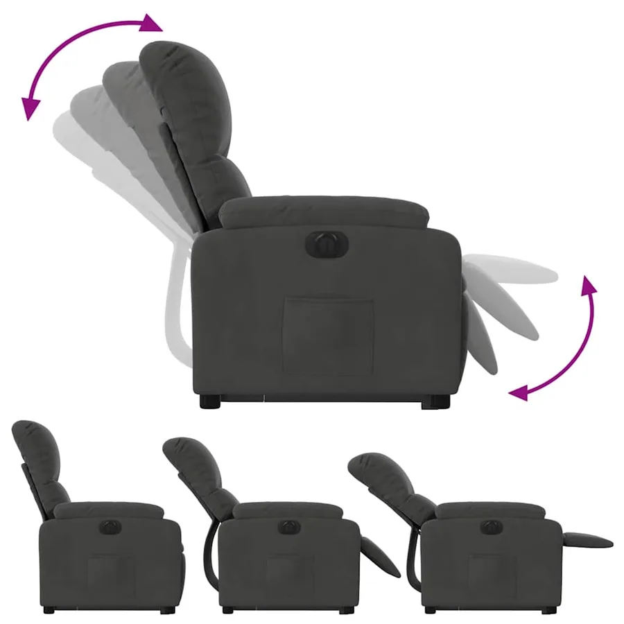 Fauteuil inclinable électrique gris foncé tissu microfibre - 8
