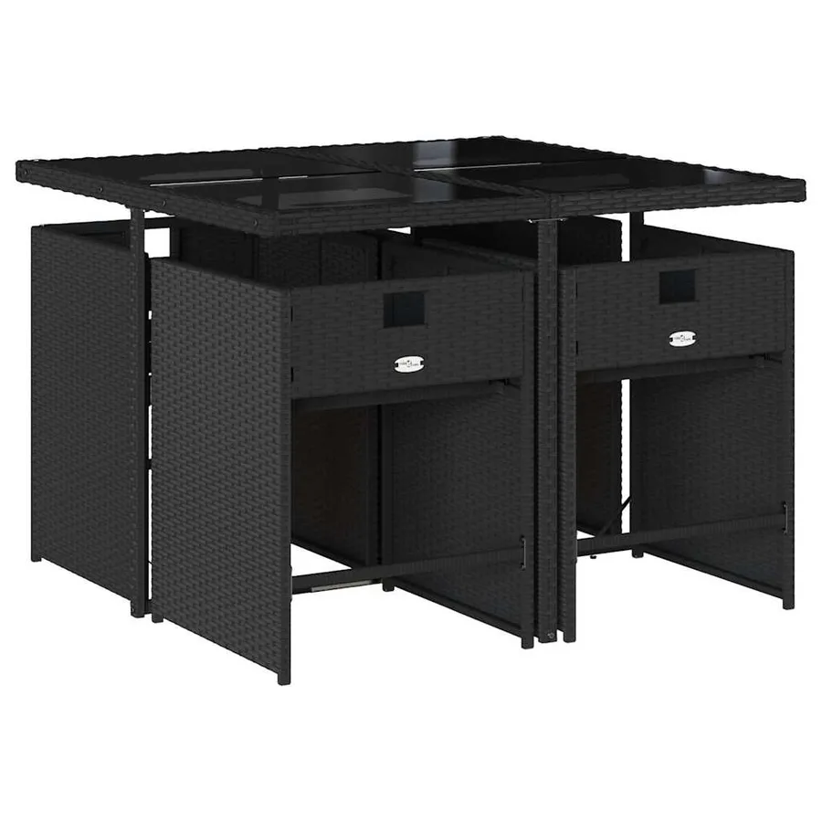 Ensemble à manger de jardin coussins 5pcs Noir Résine tressée - 3