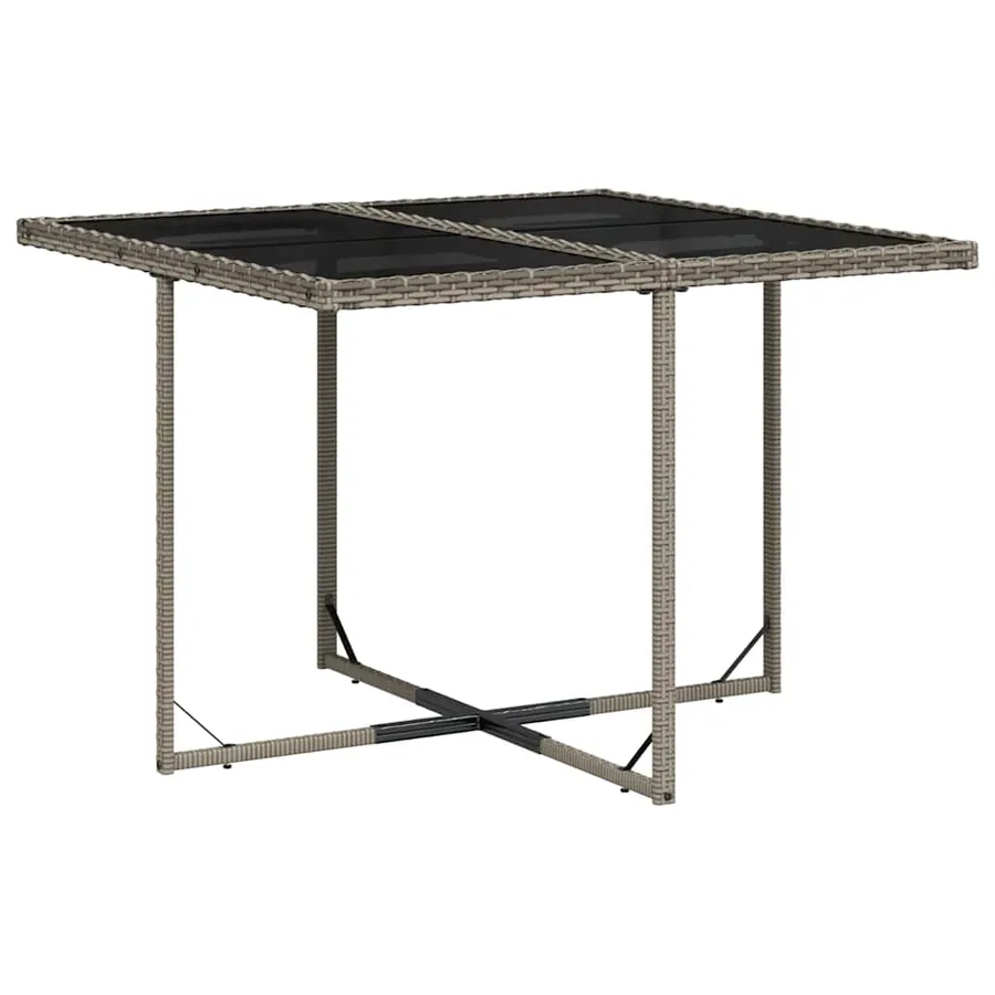 Ensemble à manger de jardin 11pcs avec coussins gris poly rotin - 4