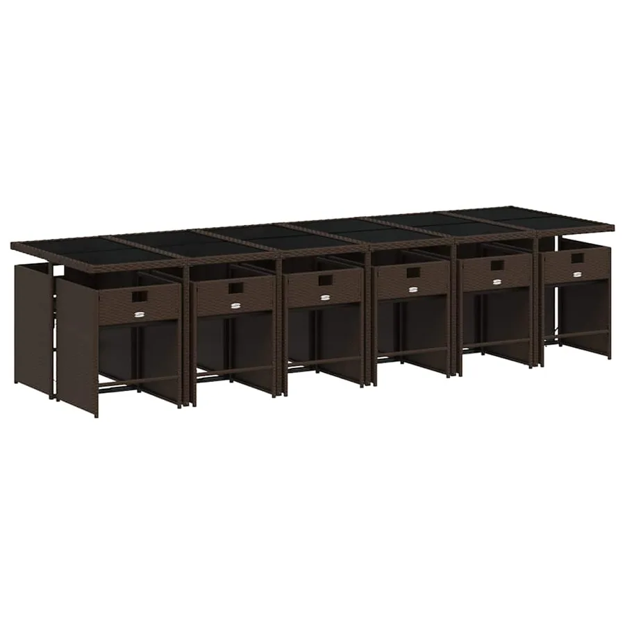 Ensemble à manger de jardin avec coussins 13 pcs marron rotin - 3