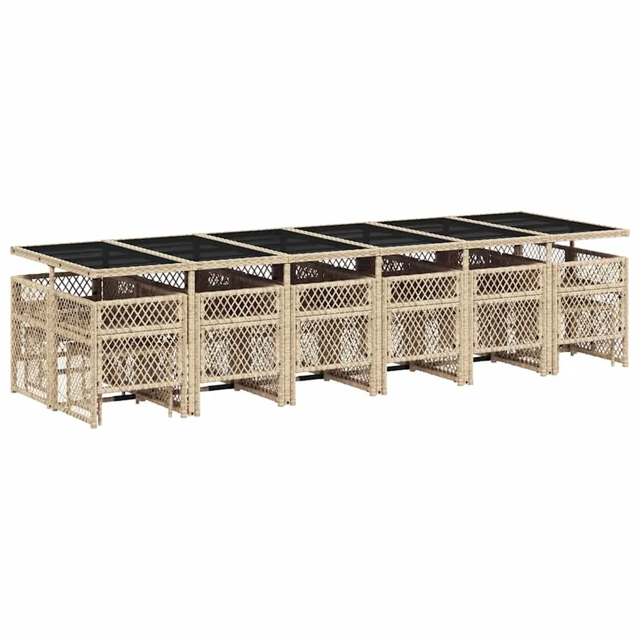 Ensemble à manger de jardin et coussins 17 pcs beige - 6