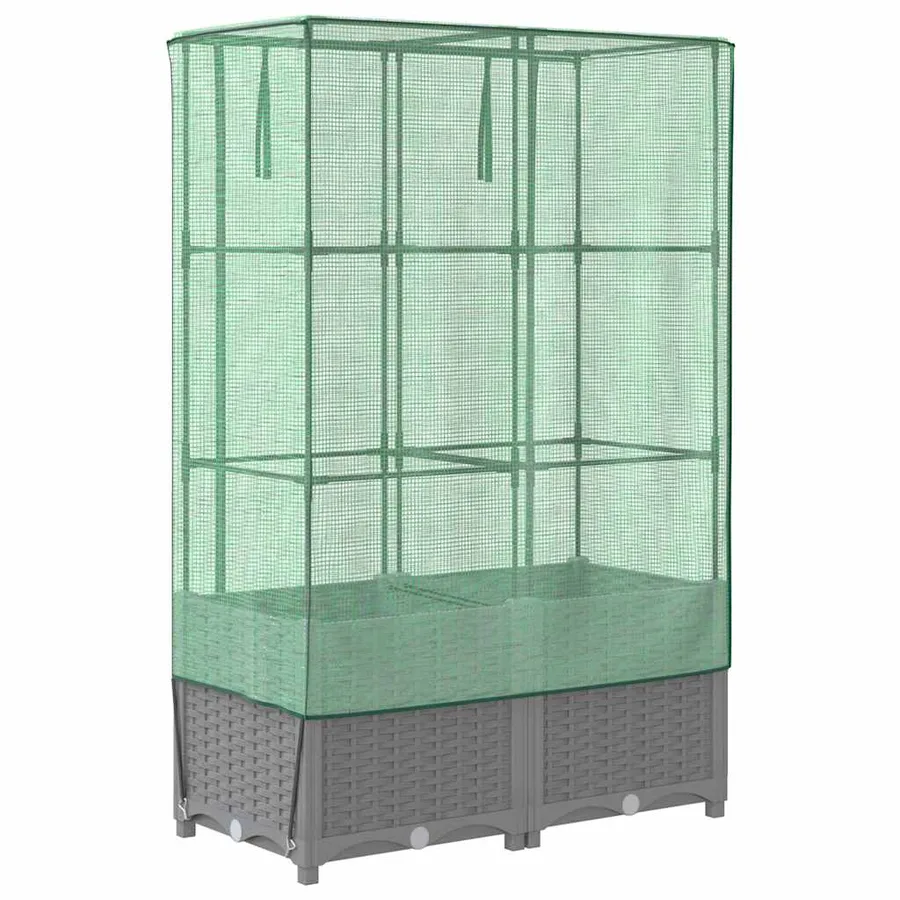 Jardinière surélevée avec housse aspect rotin 80x40x138 cm - 6