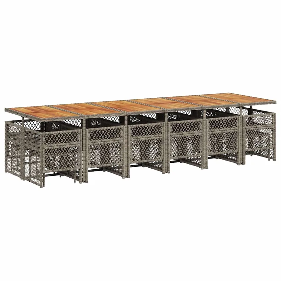 Ensemble à manger de jardin 17 pcs et coussins résine tressée - 6