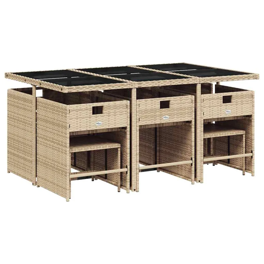 Ensemble à manger de jardin et coussins 11 pcs beige poly rotin - 3