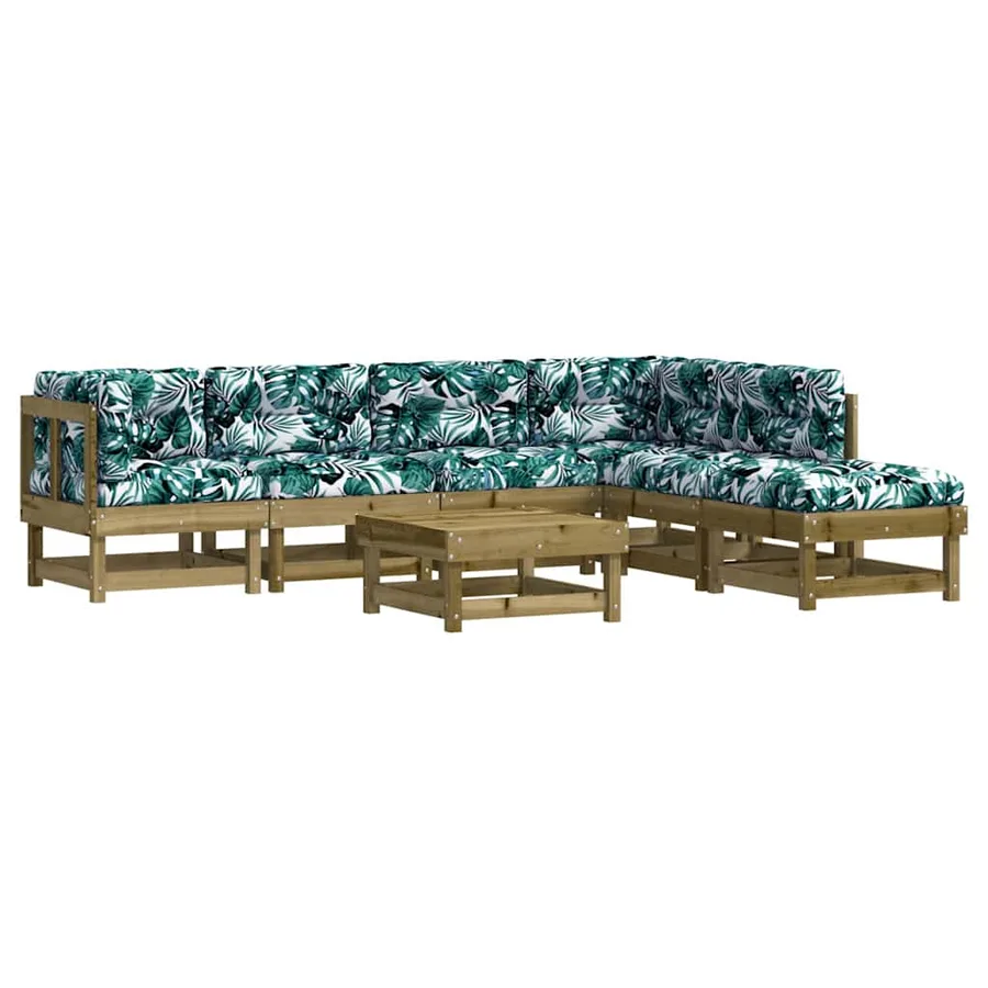 Salon de jardin 7 pcs avec coussins bois de pin imprégné - 2