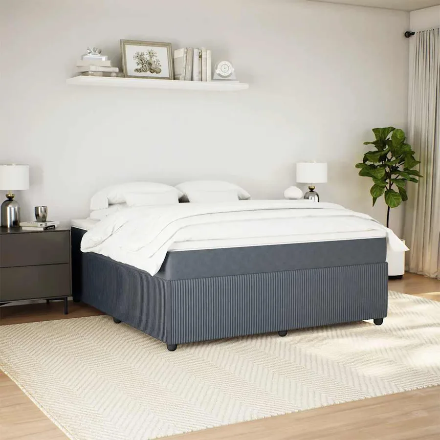 Sommier à lattes de lit et matelas Gris foncé 180x200cm Velours - 3