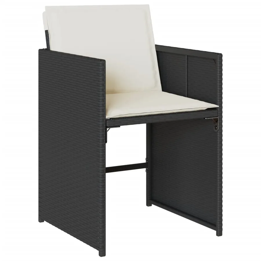 Ensemble à manger de jardin coussins 7pcs Noir Résine tressée - 5