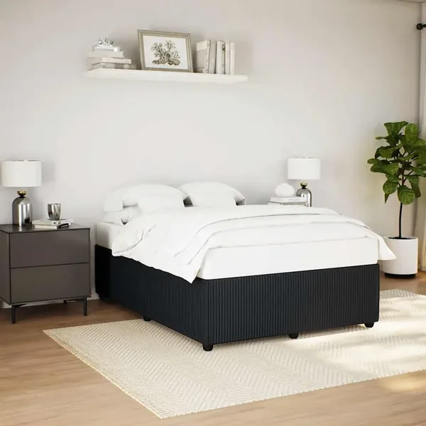 Cadre de lit sans matelas noir 140x200 cm velours