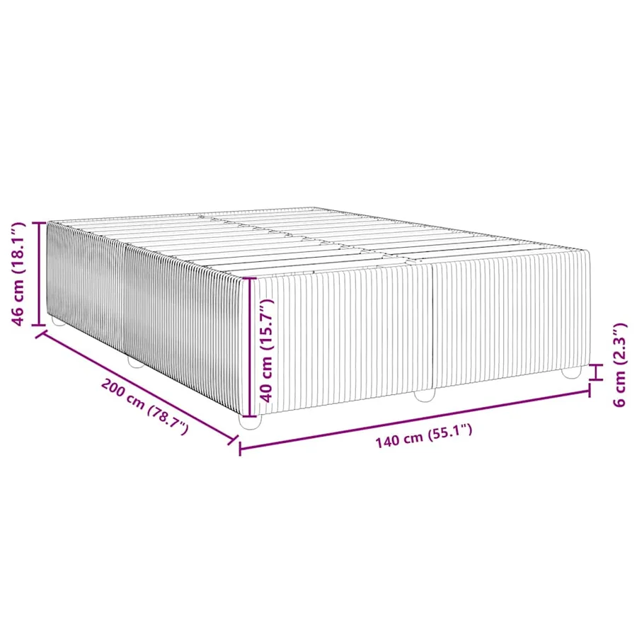 Cadre de lit sans matelas noir 140x200 cm velours - 9