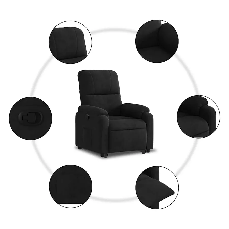 Fauteuil inclinable noir tissu microfibre - 11