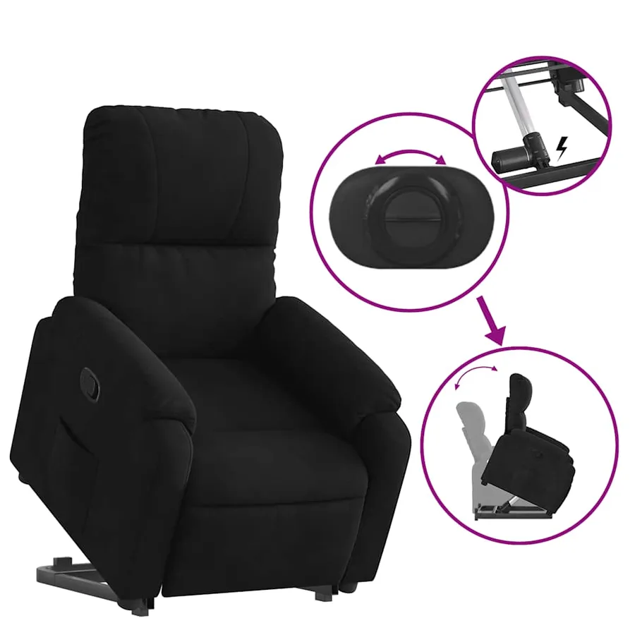 Fauteuil inclinable noir tissu microfibre - 6