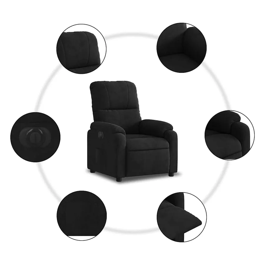 Fauteuil inclinable électrique noir tissu microfibre - 11