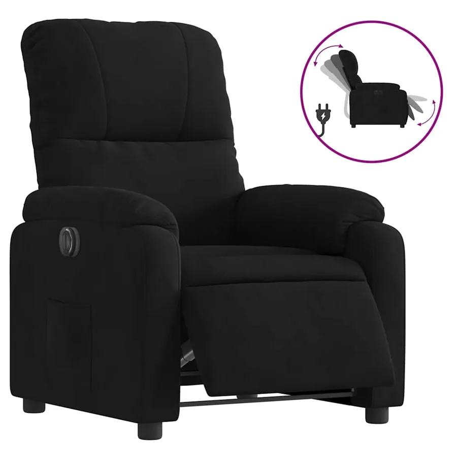 Fauteuil inclinable électrique noir tissu microfibre - 2