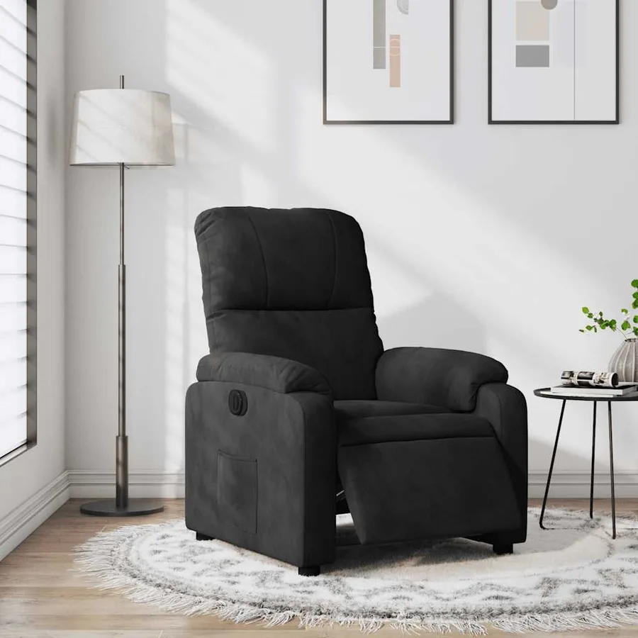 Fauteuil inclinable électrique noir tissu microfibre - 5