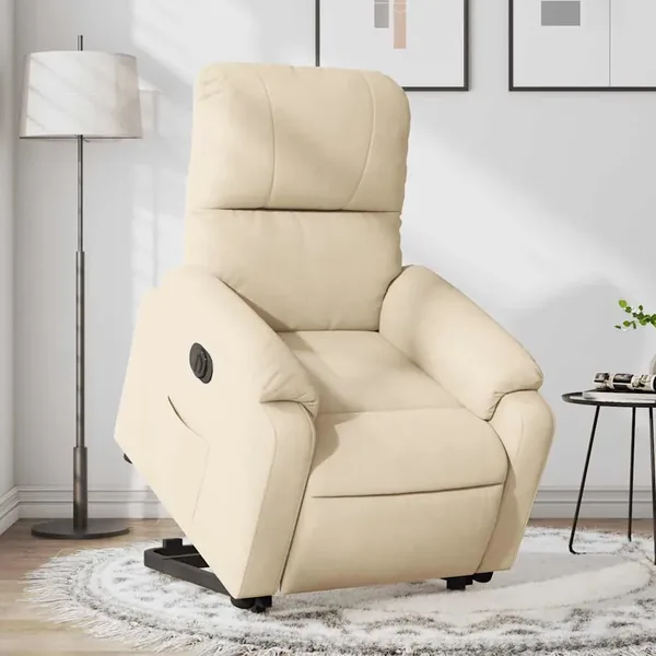 Fauteuil inclinable électrique crème tissu microfibre