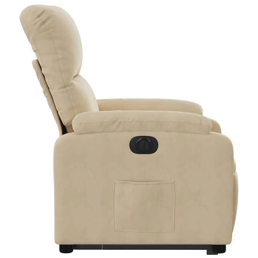 Fauteuil inclinable électrique crème tissu microfibre - 10