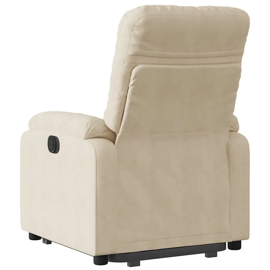 Fauteuil inclinable électrique crème tissu microfibre - 11