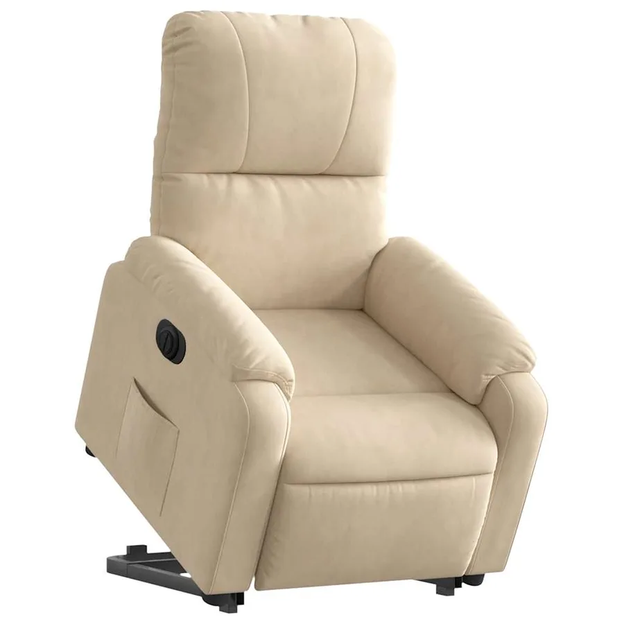 Fauteuil inclinable électrique crème tissu microfibre - 3