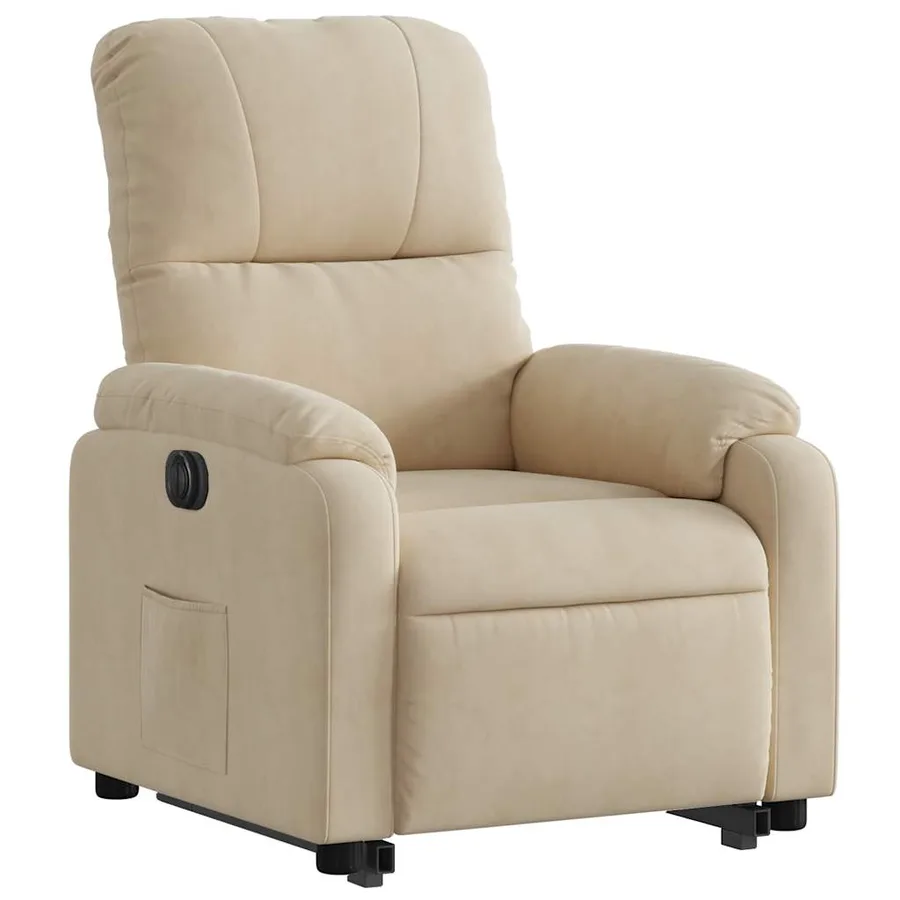 Fauteuil inclinable électrique crème tissu microfibre - 4