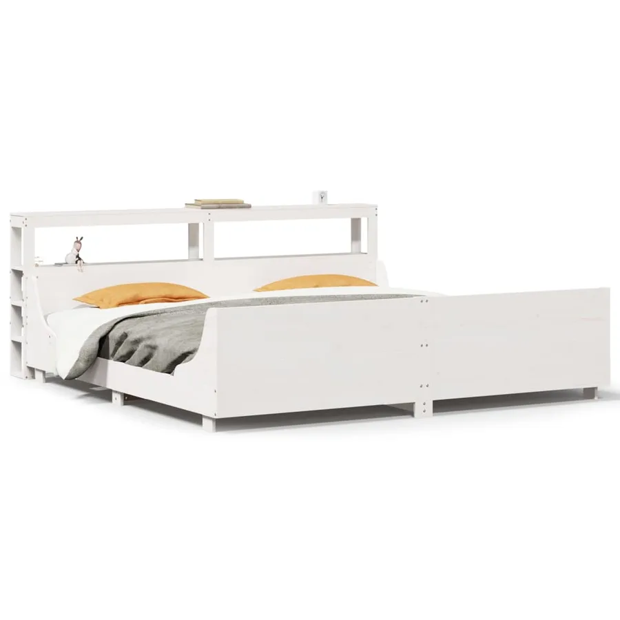 Cadre de lit sans matelas blanc 200x200 cm bois massif de pin - 2
