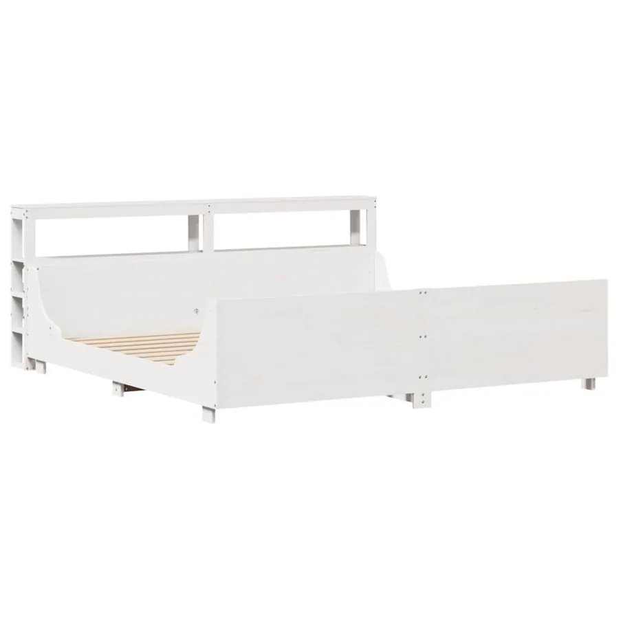 Cadre de lit sans matelas blanc 200x200 cm bois massif de pin - 3