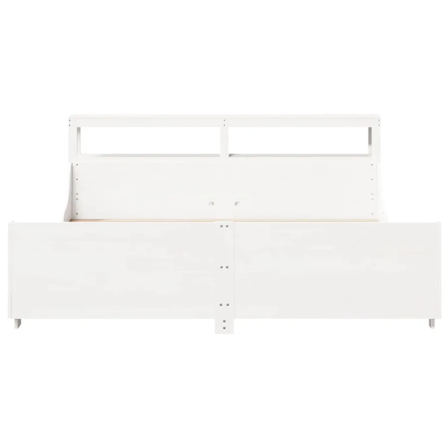 Cadre de lit sans matelas blanc 200x200 cm bois massif de pin - 4