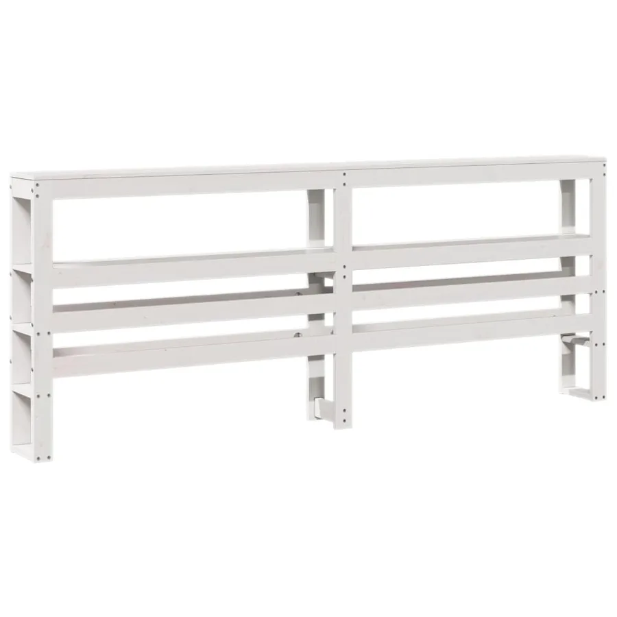 Cadre de lit sans matelas blanc 200x200 cm bois massif de pin - 6