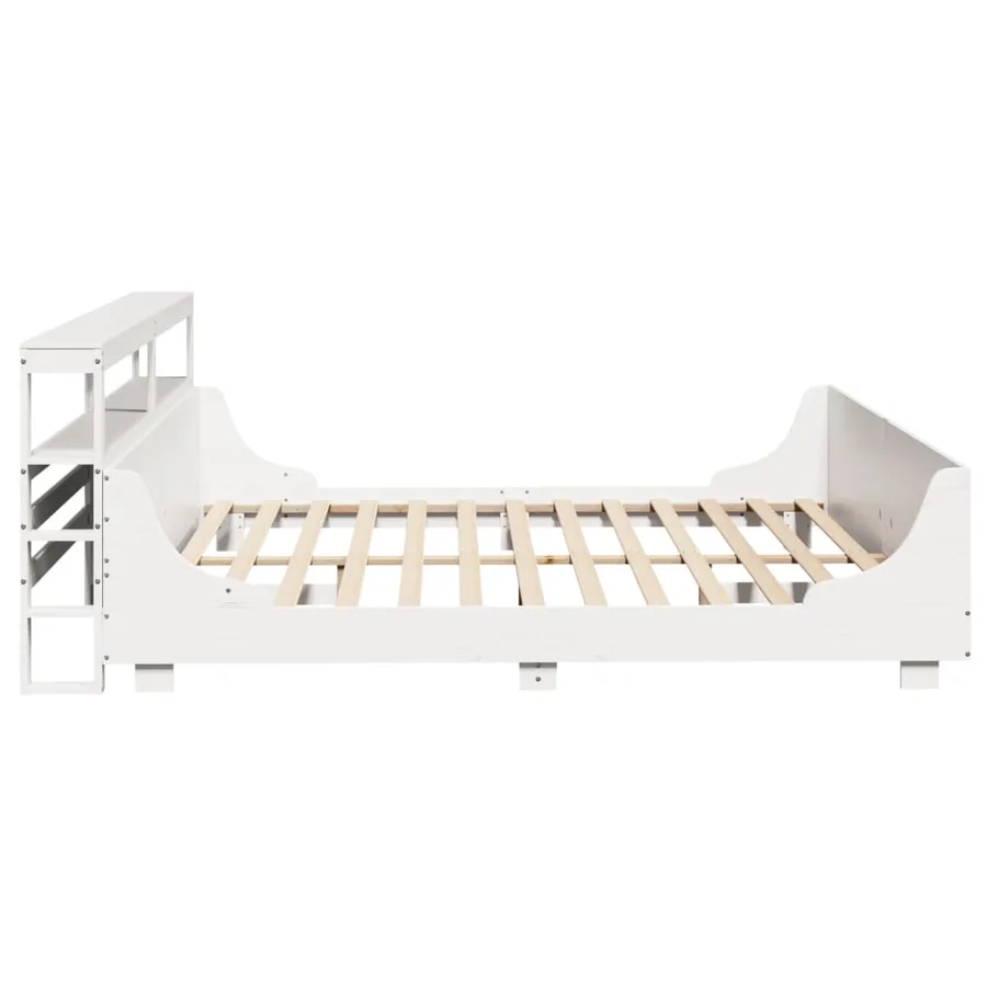 Cadre de lit sans matelas blanc 200x200 cm bois massif de pin - 7