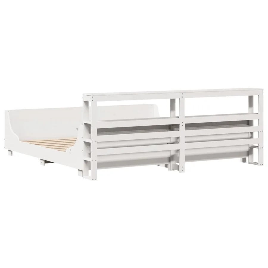 Cadre de lit sans matelas blanc 200x200 cm bois massif de pin - 8