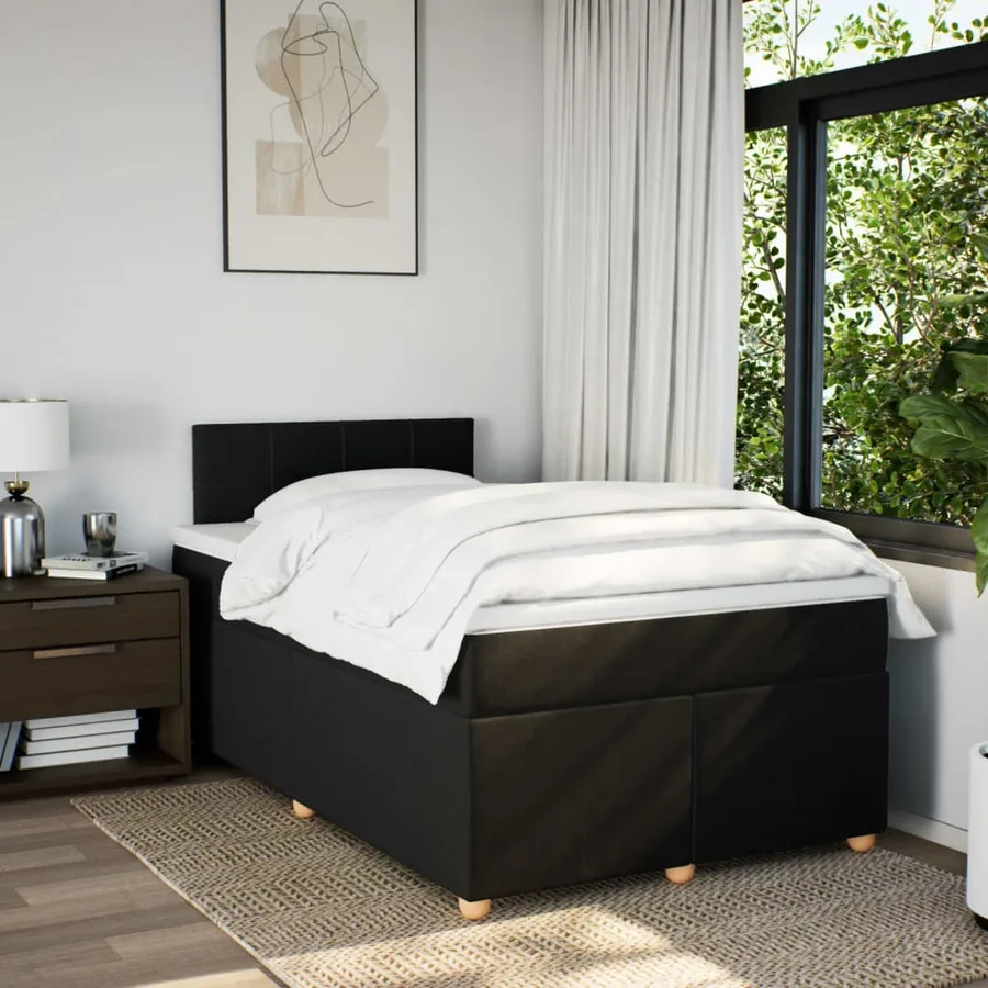 Sommier à lattes de lit avec matelas Noir 120x200 cm Tissu - 3