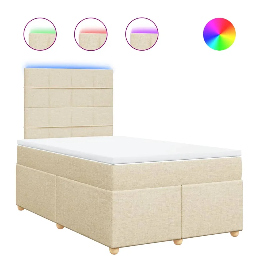 Sommier à lattes de lit avec matelas crème 120x190 cm tissu - 2