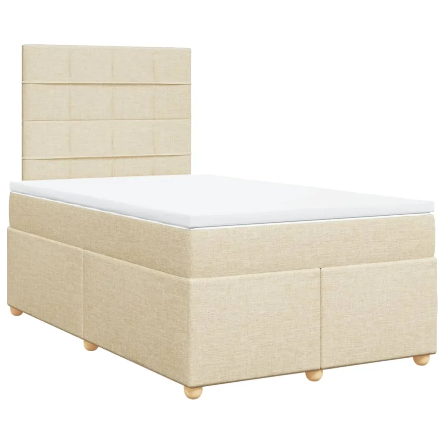 Sommier à lattes de lit avec matelas crème 120x190 cm tissu - 3