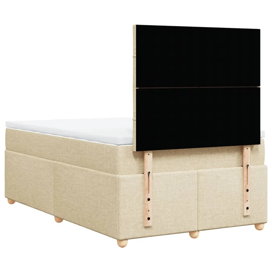 Sommier à lattes de lit avec matelas crème 120x190 cm tissu - 8