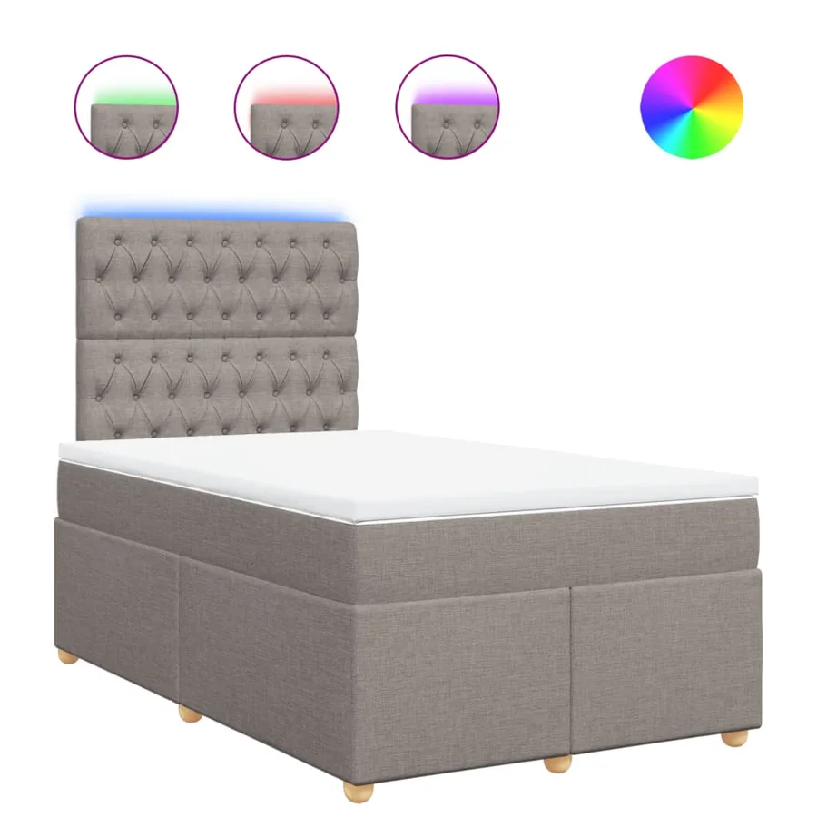 Sommier à lattes de lit avec matelas taupe 120x190 cm tissu - 2