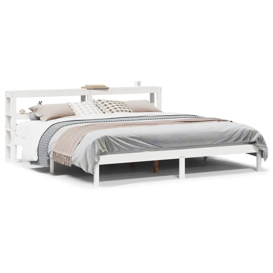 Cadre de lit sans matelas blanc 200x200 cm bois massif de pin - 2