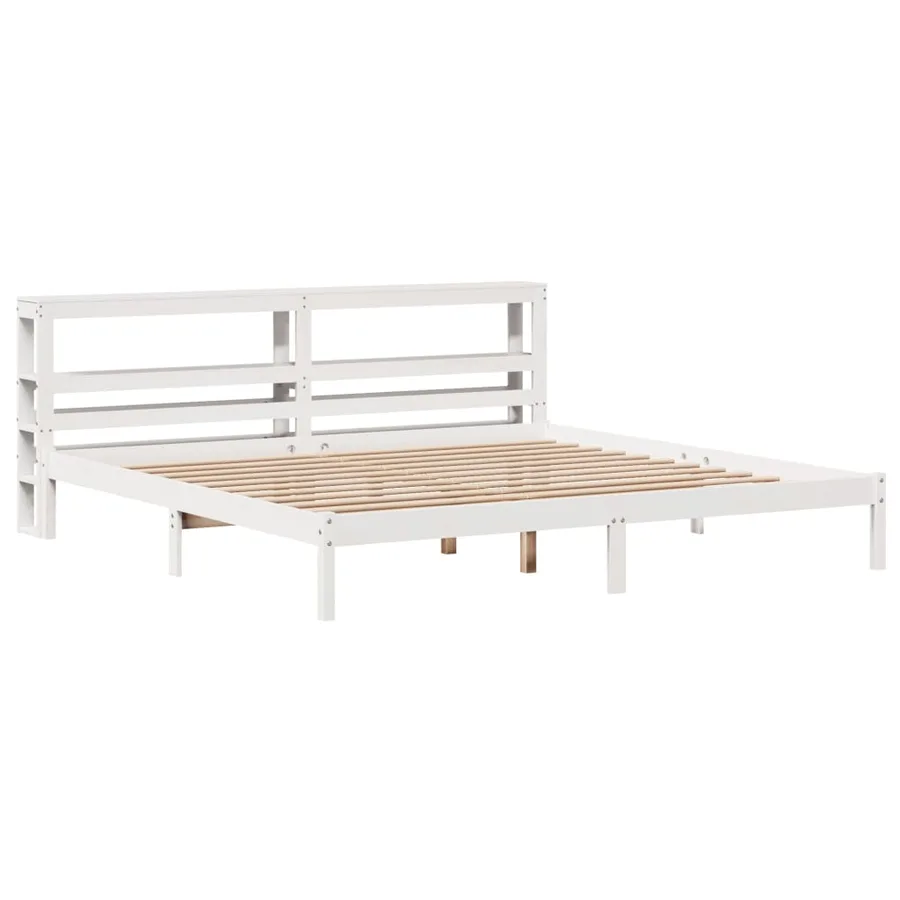 Cadre de lit sans matelas blanc 200x200 cm bois massif de pin - 3