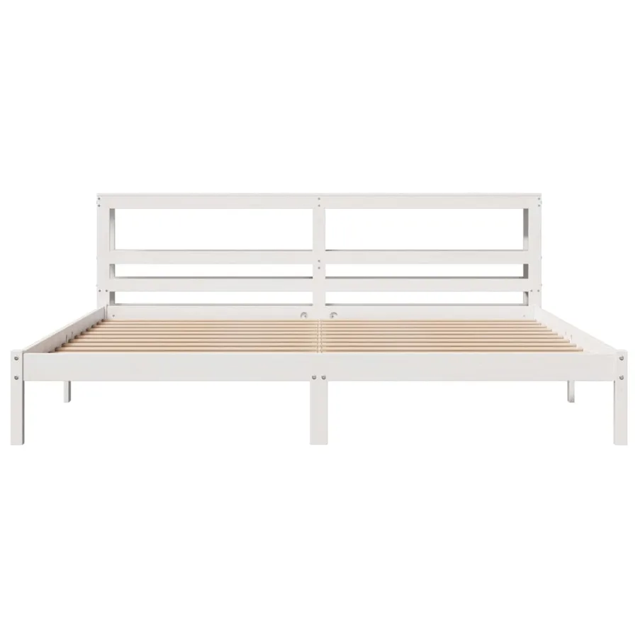 Cadre de lit sans matelas blanc 200x200 cm bois massif de pin - 4