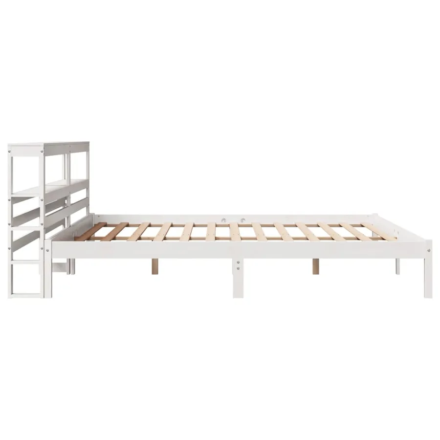 Cadre de lit sans matelas blanc 200x200 cm bois massif de pin - 5