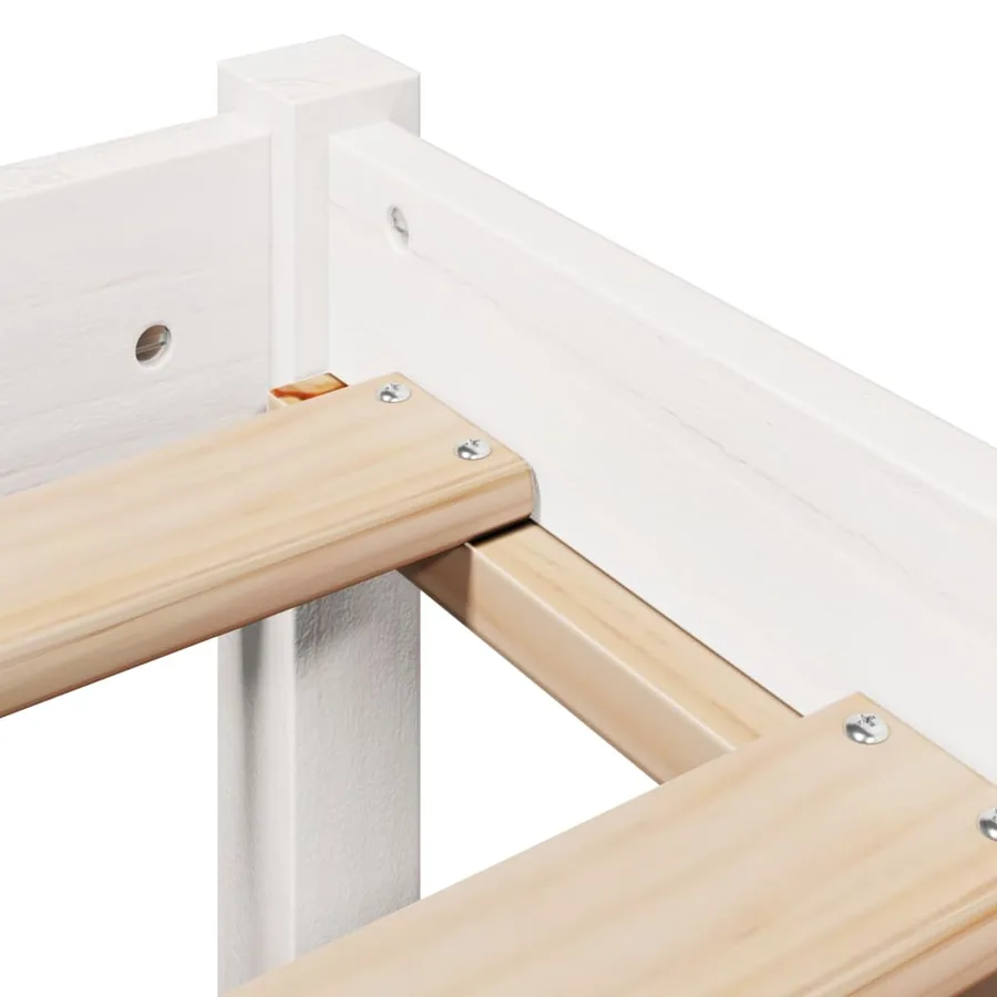 Cadre de lit sans matelas blanc 200x200 cm bois massif de pin - 9