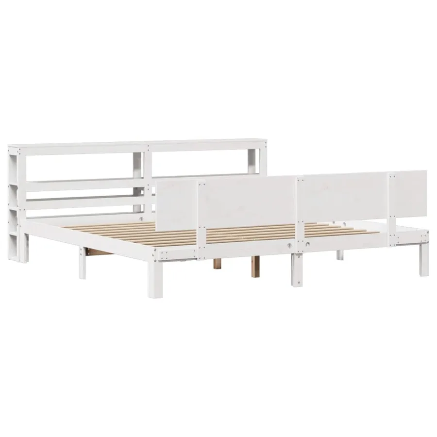 Cadre de lit avec tête de lit sans matelas blanc 200x200 cm - 3