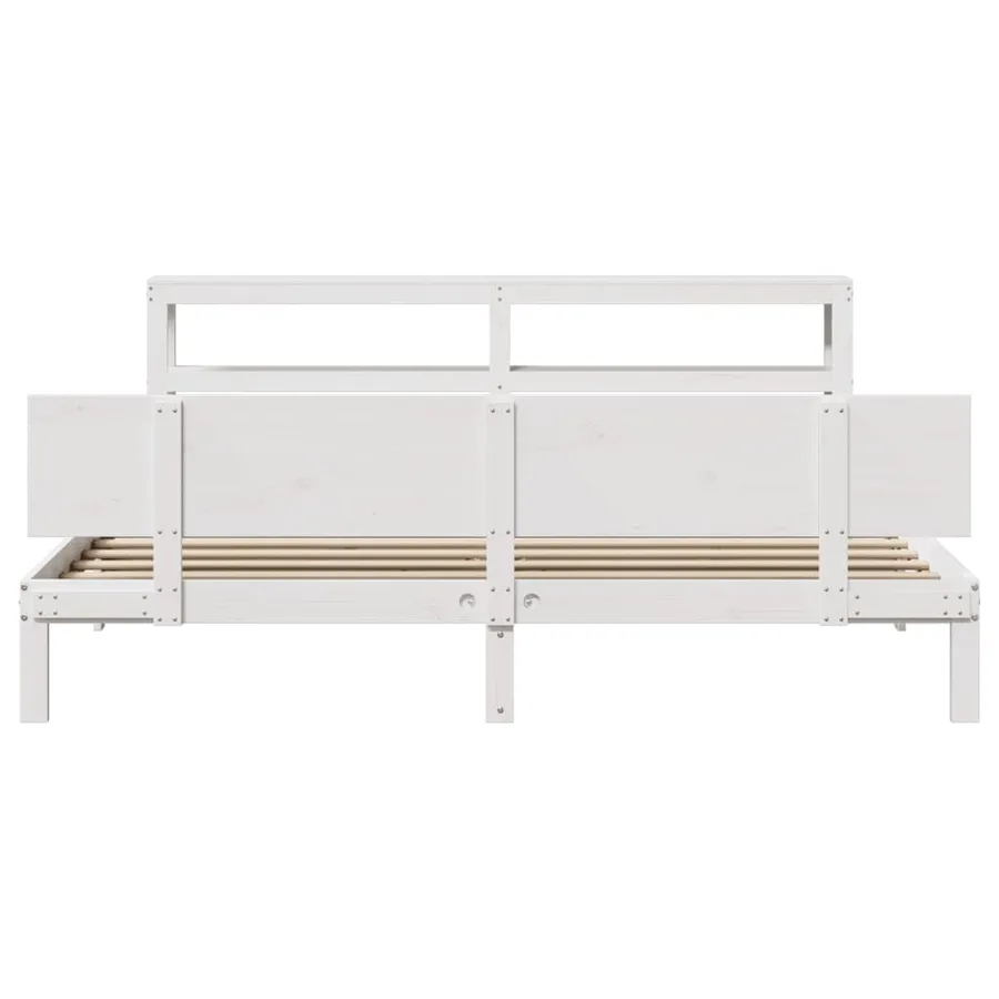 Cadre de lit avec tête de lit sans matelas blanc 200x200 cm - 4