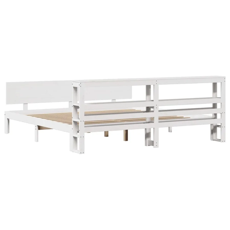 Cadre de lit avec tête de lit sans matelas blanc 200x200 cm - 6