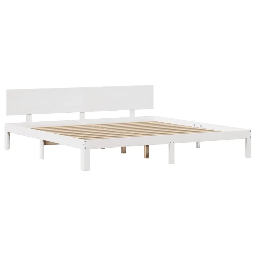 Cadre de lit avec tête de lit sans matelas blanc 200x200 cm - 7