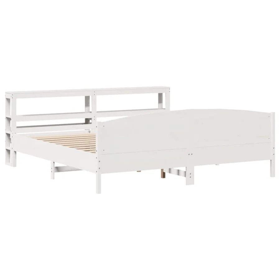 Cadre de lit sans matelas blanc 200x200 cm bois massif de pin - 3