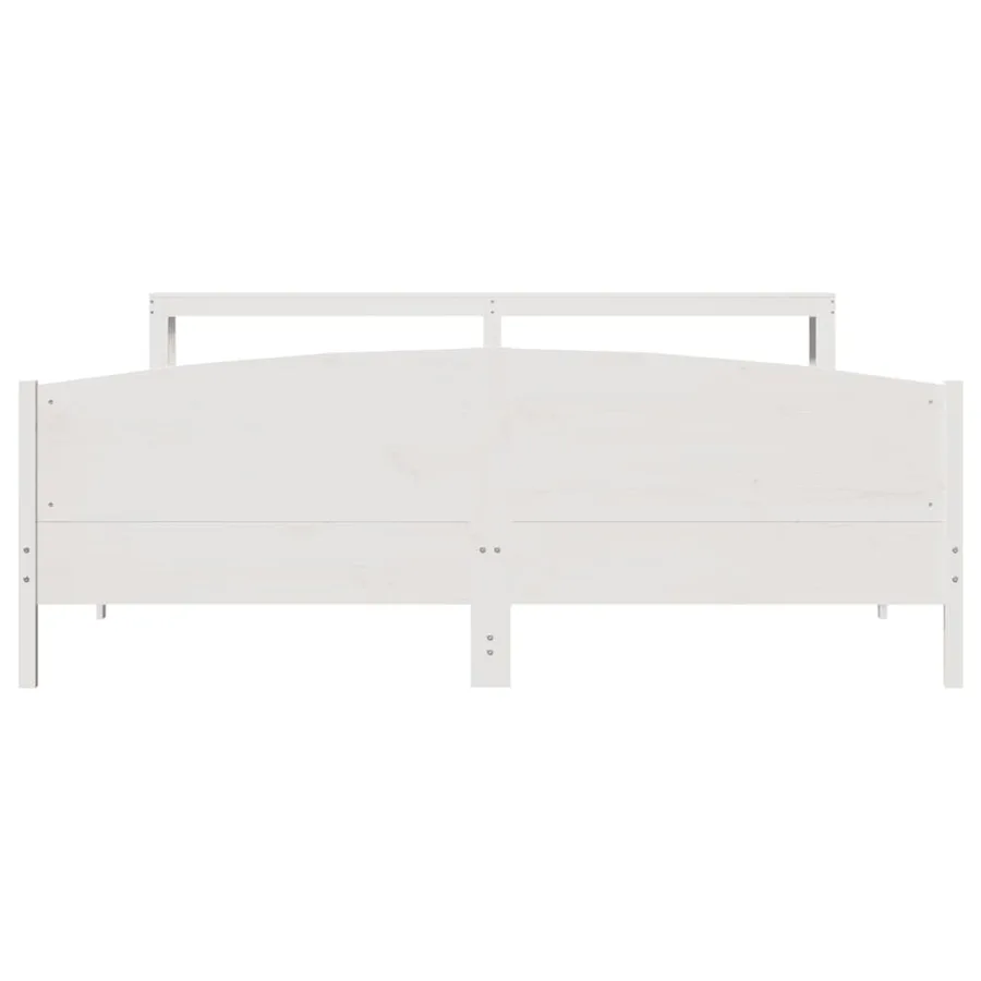 Cadre de lit sans matelas blanc 200x200 cm bois massif de pin - 4