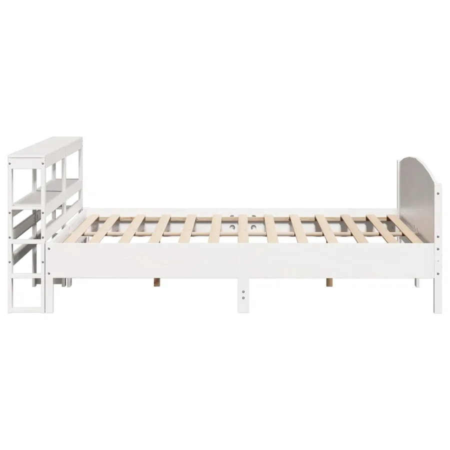 Cadre de lit sans matelas blanc 200x200 cm bois massif de pin - 5