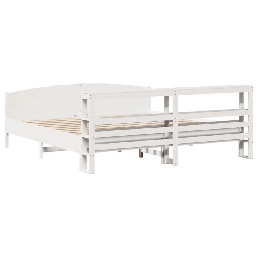 Cadre de lit sans matelas blanc 200x200 cm bois massif de pin - 6