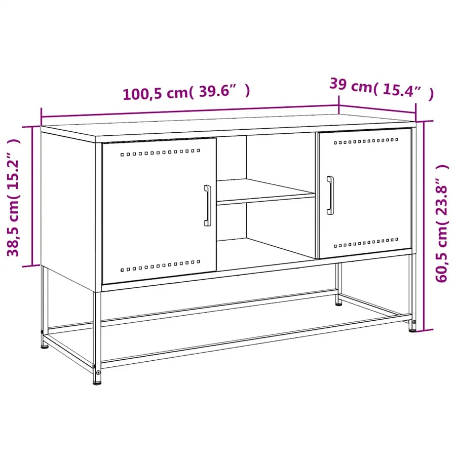 Meuble TV anthracite 100,5x39x60,5 cm acier - 12