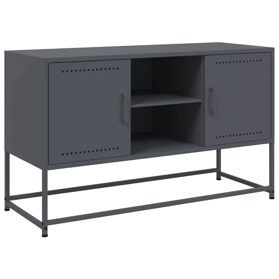 Meuble TV anthracite 100,5x39x60,5 cm acier - 2