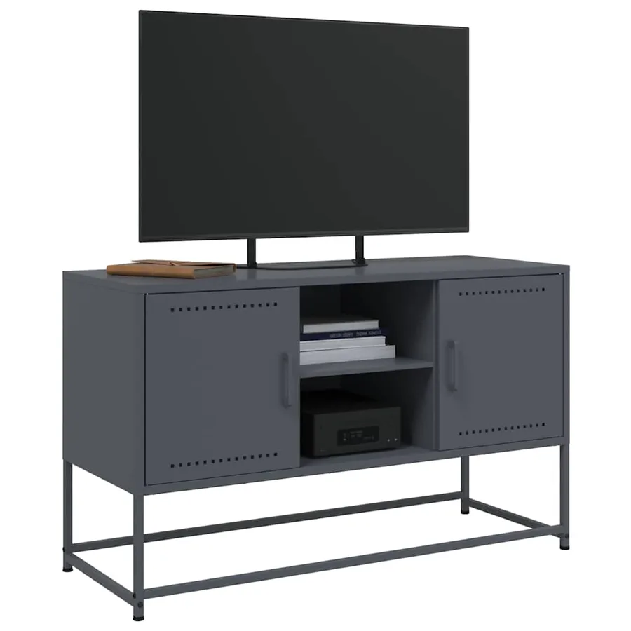 Meuble TV anthracite 100,5x39x60,5 cm acier - 4